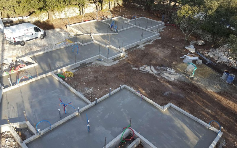 Chantier de construction maison individuelle Saint-Restitut, maîtrise d'oeuvre