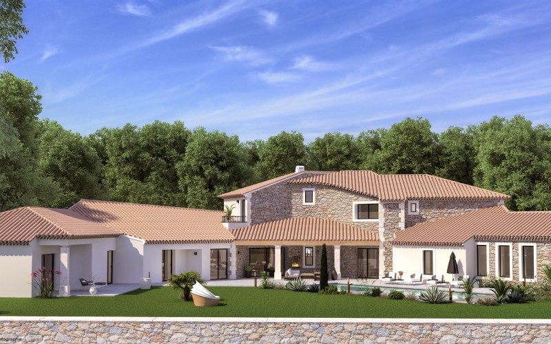 Conception et réalisation villa de standing en Drôme Provençale, architecture et maîtrise d'oeuvre